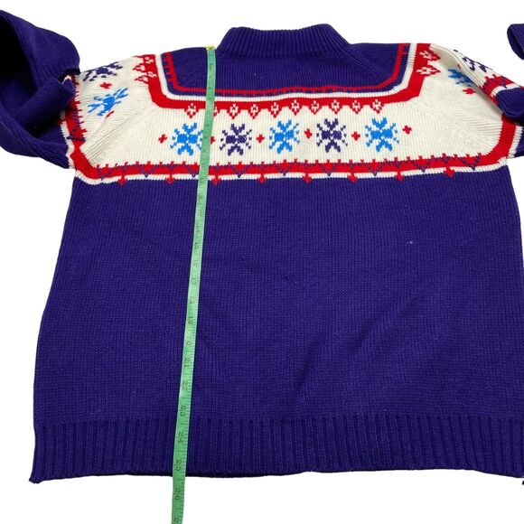 Vintage MONTGOMERY WARD Patriotic Winter Snowflake Fair Isle Sweater XL Mens - Picture 6 of 7